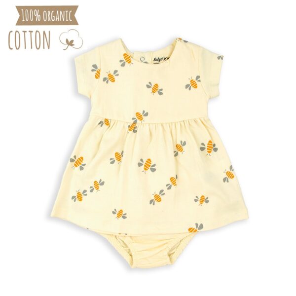 Vestido bebé con braga -algodón orgánico con dibujo de abejitas - BABY BOL