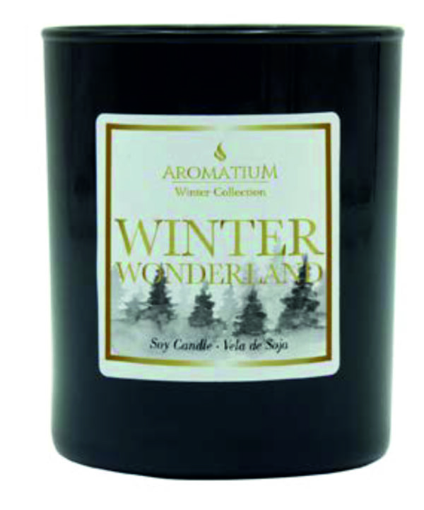 Vela de Soja  perfumada aroma de Navidad en vaso negro Winter  Wonderland