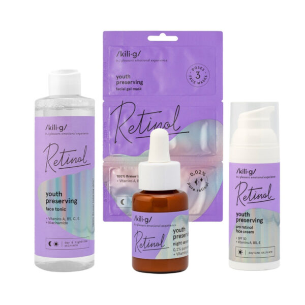 KILIG-Pack Cuidado facial Retinol (Sérum, Crema, Mascarilla y Tónico) - Imagen 3