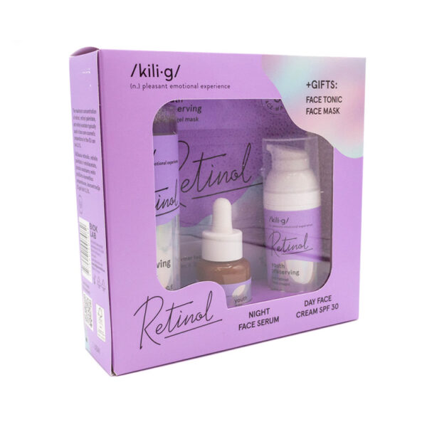 KILIG-Pack Cuidado facial Retinol (Sérum, Crema, Mascarilla y Tónico)